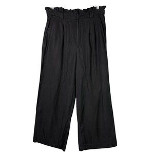 Banana Republic 12 Tencel Wide Leg Pants High Rise Paper Bag Waist Black 33 x 31